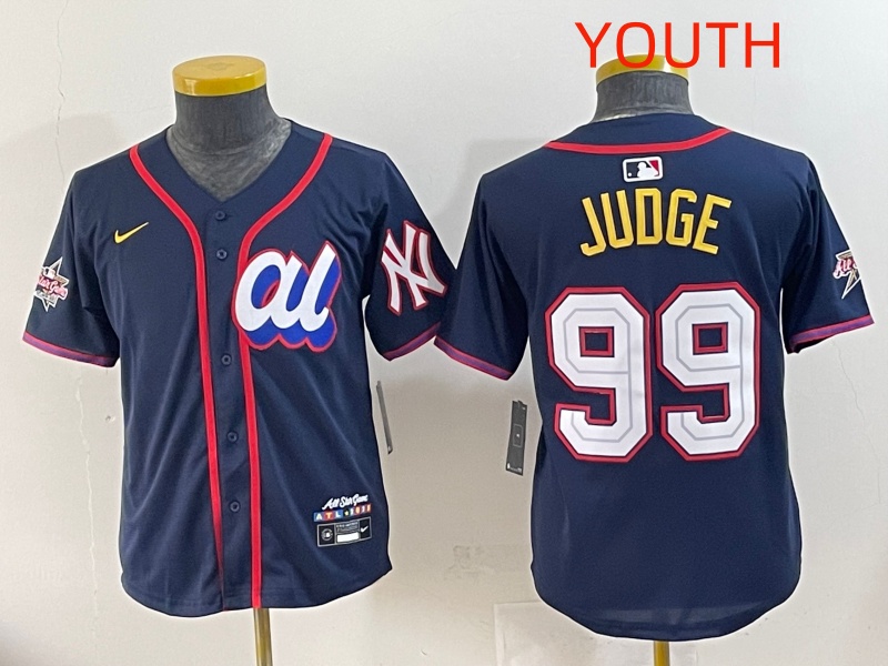 Youth 2025 New York Yankees #99 Judge Drak Blue All star Blank Blue Nike MLB Jersey style ->youth mlb jersey->Youth Jersey